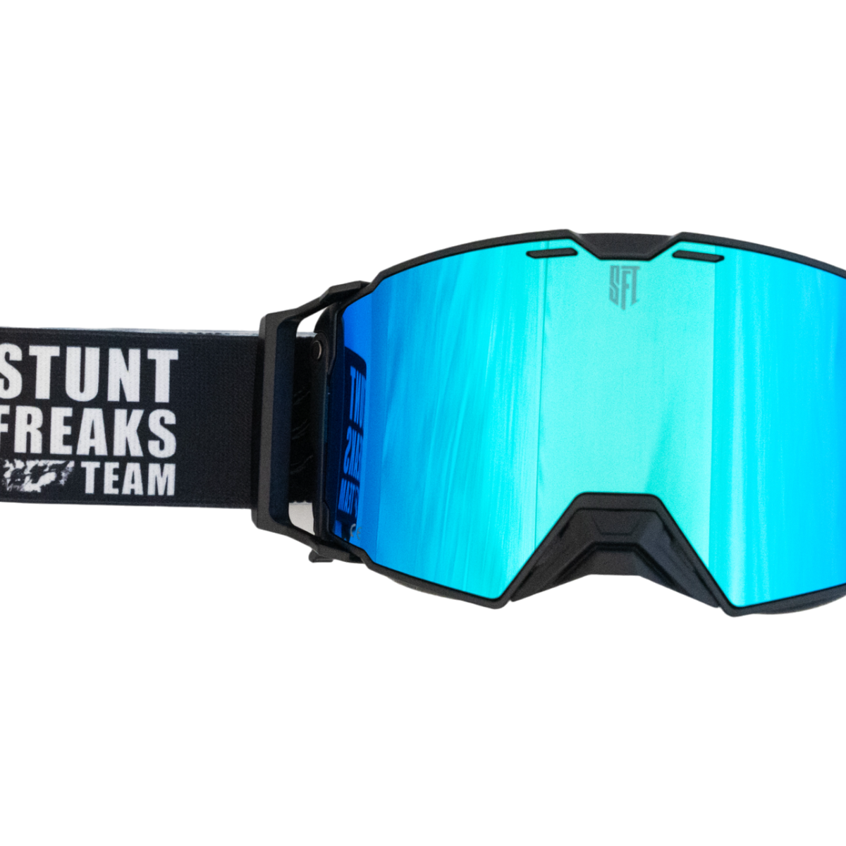 FlatOut Black & Ice Blue Goggles – STUNTFREAKSTEAM