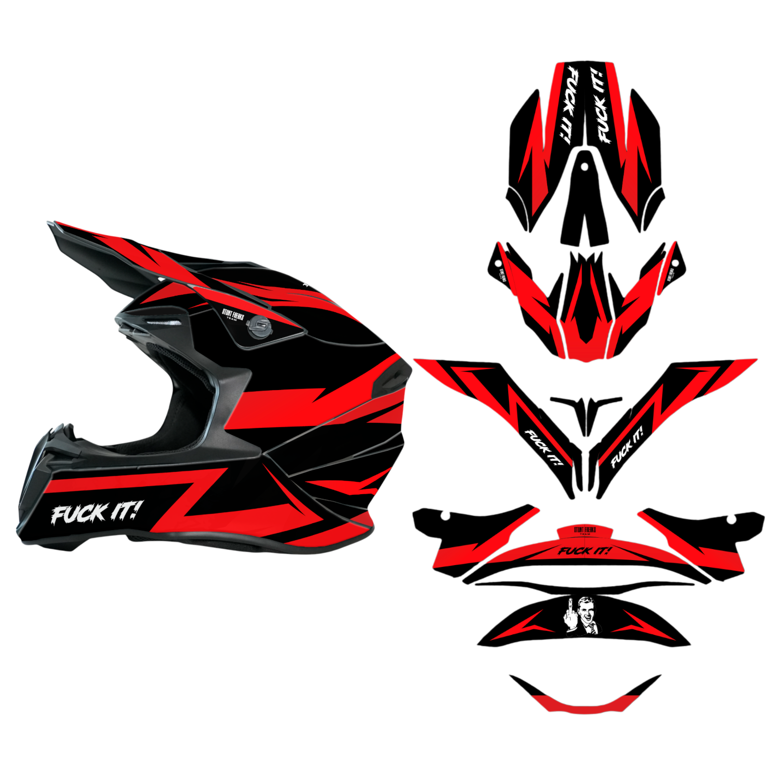 SFT Fuck It Red Helmet Graphics – STUNT FREAKS TEAM
